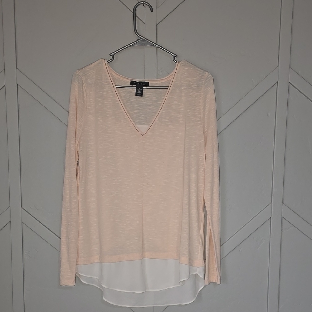 Women's V-Neck Long Sleeve Top - Cream